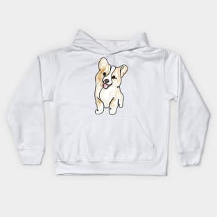 Happy Lil’ Wiggle - Cute Corgi in a Digital Watercolor Painting - Hand-drawn art perfect for stickers and mugs, legging, notebooks, t-shirts, greeting cards, socks, hoodies, pillows and more Kids Hoodie